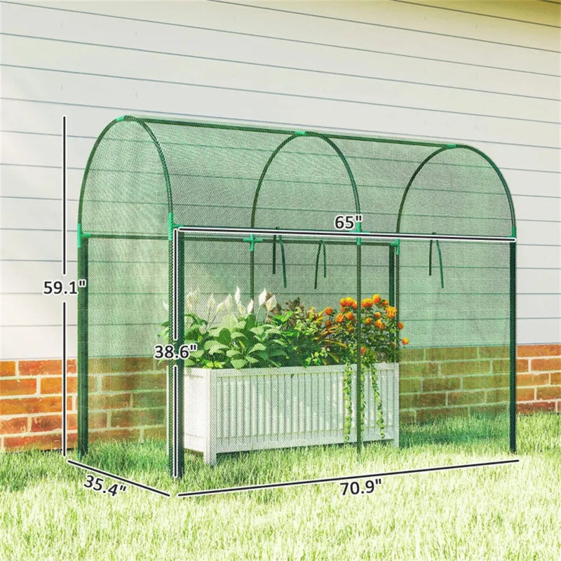 Large Plant Protection Cage With Zippered Door – Powder-coated Steel Frame & Hdpe Mesh Cover For Raised Garden Beds, 70.9" X 35.4" X 59.1"