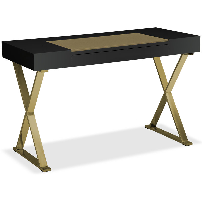 Abela Computer Desk, Gold, Black
