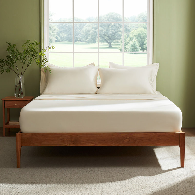 Ensemble de draps en viscose naturelle, King, Almond