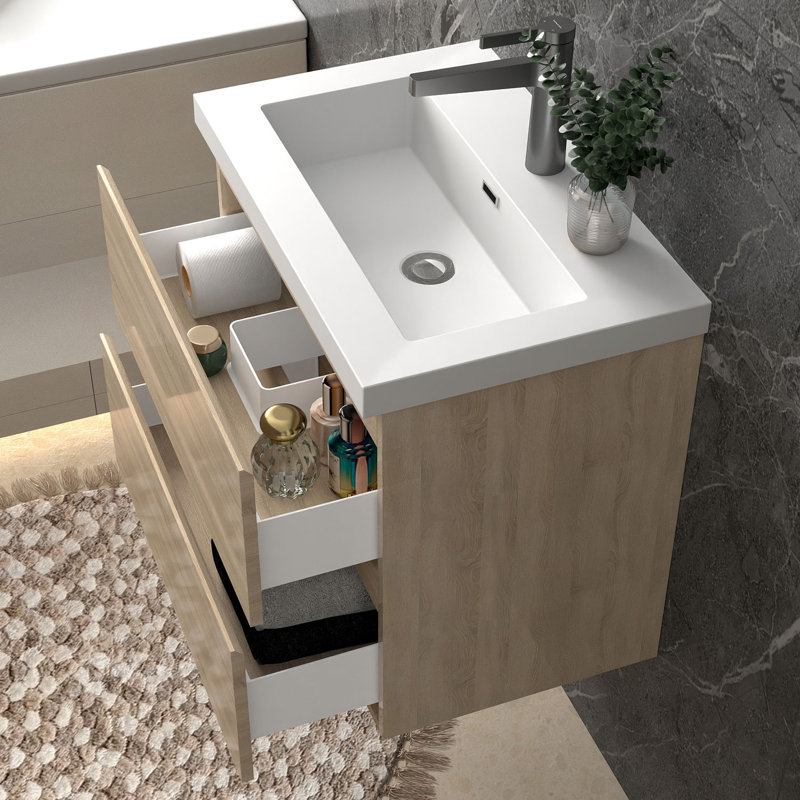 600mm Single Bathroom Vanity with Integrated Resin Basin
