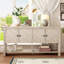Console polyvalente avec lattes en bois tissé et placage en bois massif-210953380