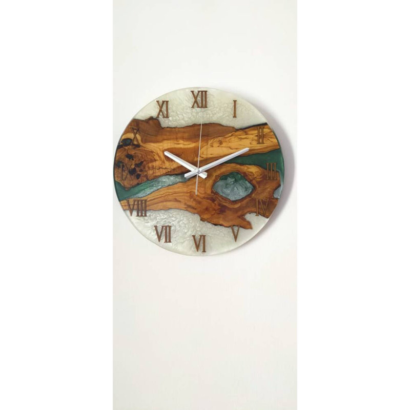 Horloge murale en bois, H 28 po x l 28 po x P 2 po
