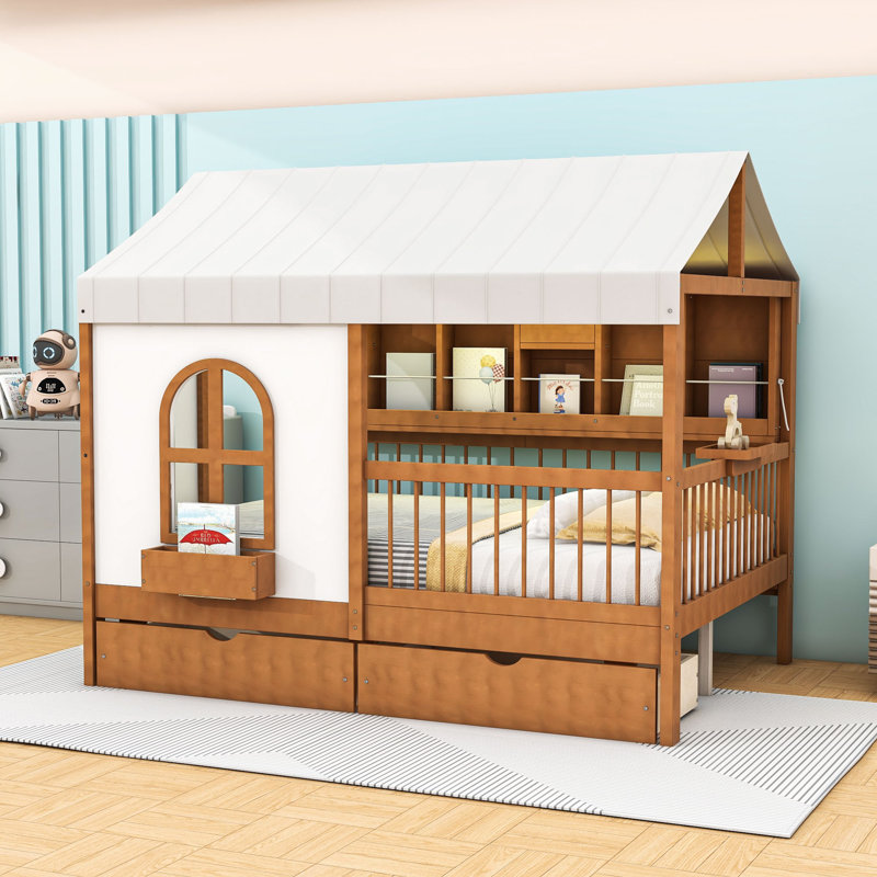 Lit double avec fonctionnalitÃ©s intelligentes et tiroirs, Noyer
