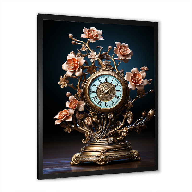 Fantastique jardin d'horlogerie II sur toile, Cadre photo noir, H 32 po x l 24 po x P 1 po