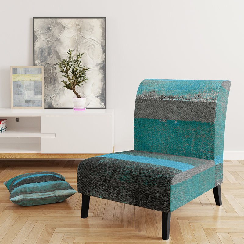 Brechta Vibrant Curve Design II - Velvet Upholstered Modern Slipper Chair, Turquoise/Black