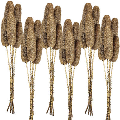 5 Piece Luffa 4 6" Twig Stem   Set of 6   23.5"   Gold