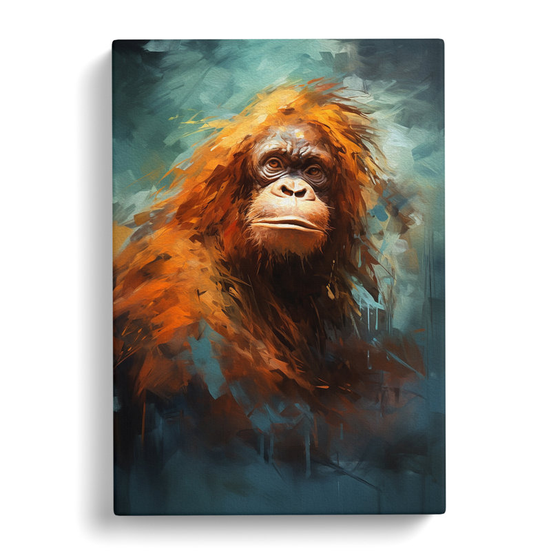 Orangutan Gestural No.3 - Wrapped Canvas, 76cm H x 50cm W x 3cm D