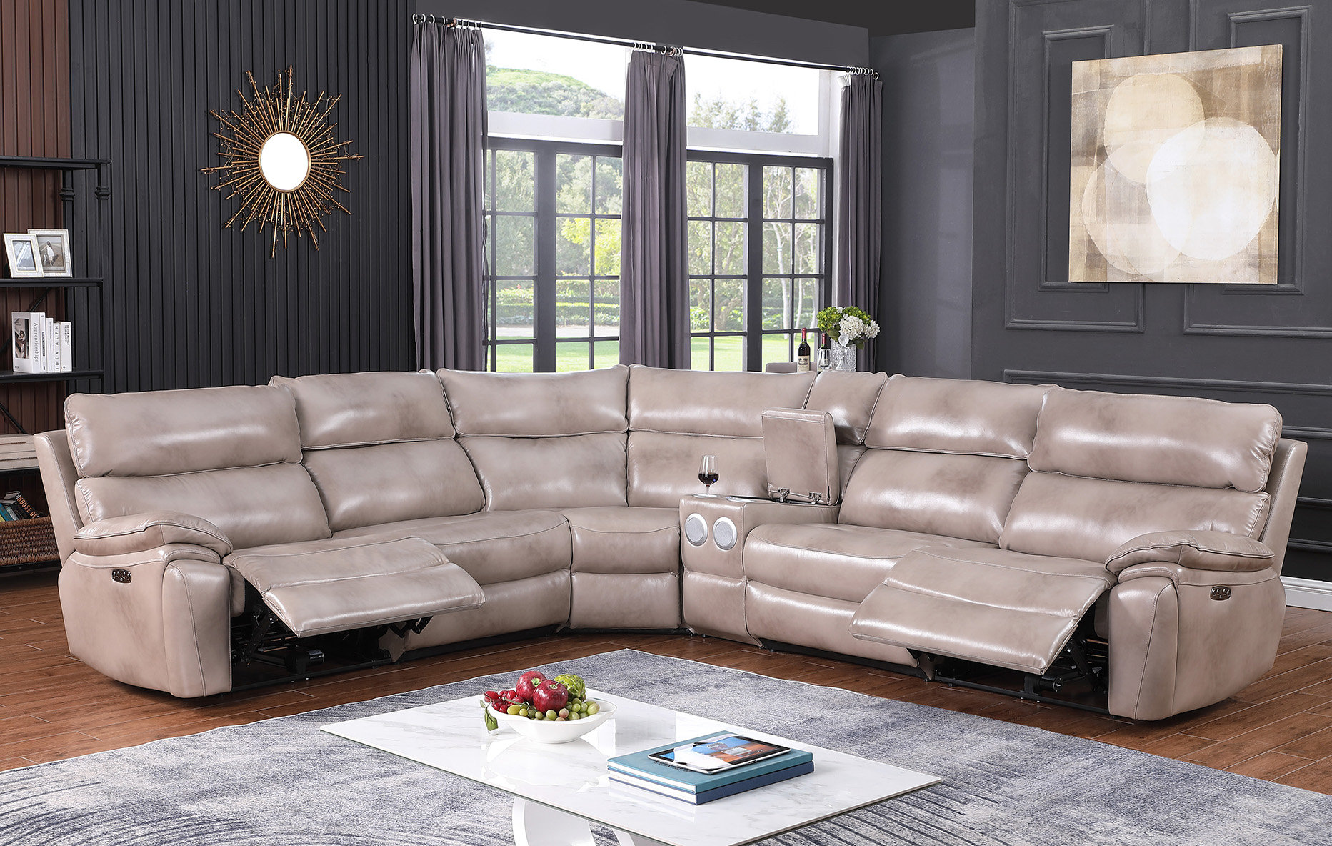 Lifestyle Furniture Faux Leather Power Reclining Sectional Wayfair Canada   Faux Leather Power Reclining Sectional 