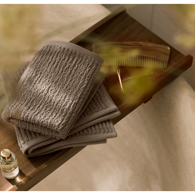 Turkish Ribbed Ribbed Washcloth Set, Cream
