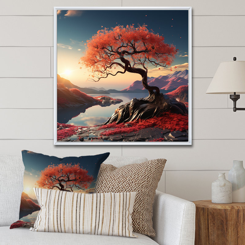 «Maple Tree With Graceful Curves II», reproduction d'art sur toile, Cadre flottant blanc, 24" H x 24" W
