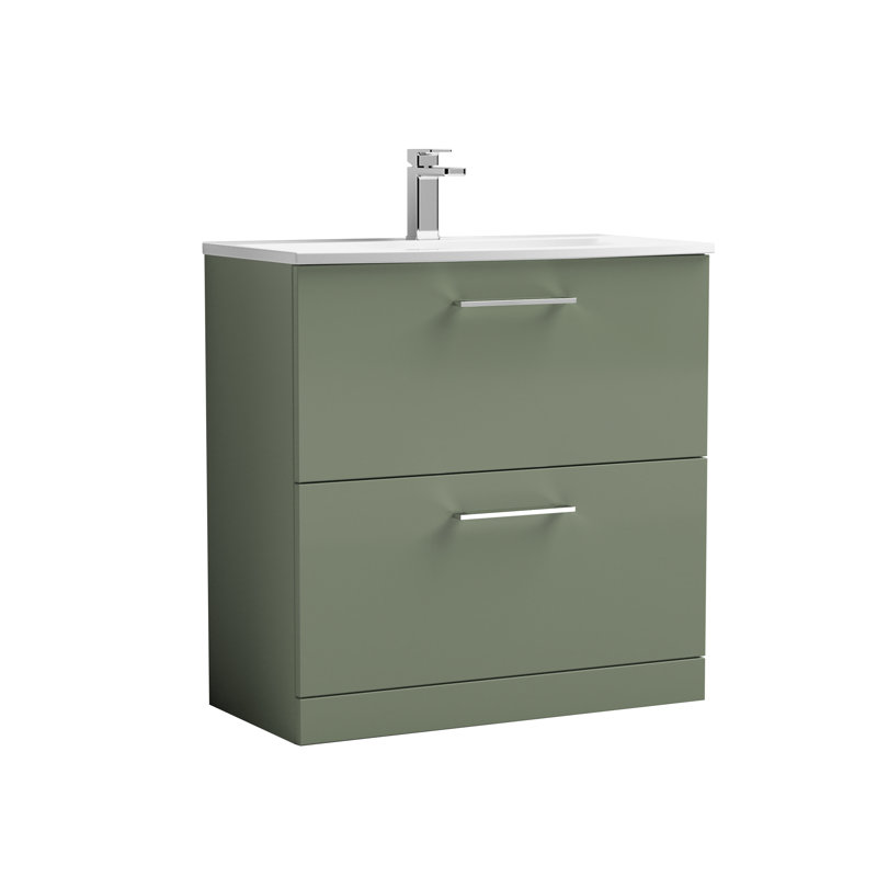 Arno 810mm Single Bathroom Vanity with Integrated Vitreous China Basin, Satin Green