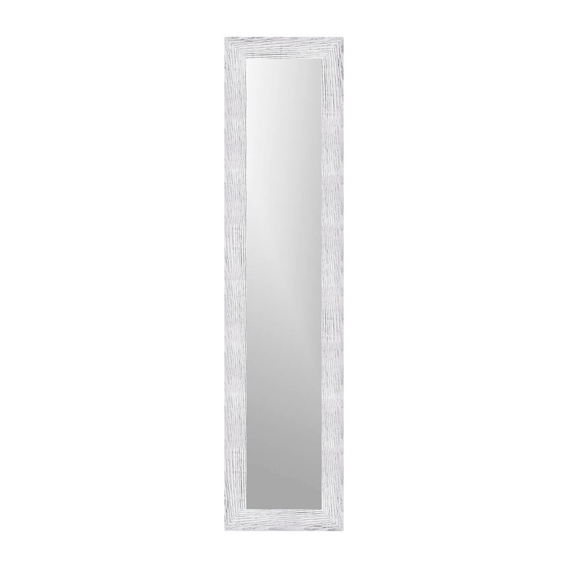 Arber Solid Wood Flat Mirror, Rubbed White, 79" x 19"