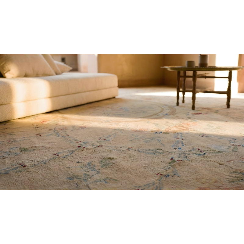 Antique Aubusson French Ivory 1880s Rug
