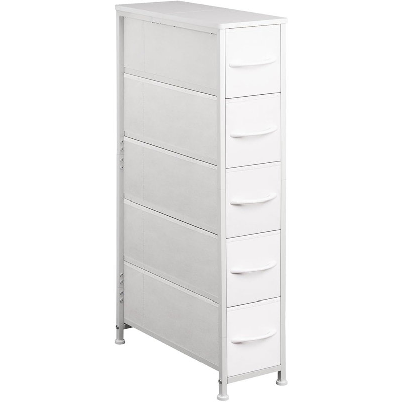 Narrow Dresser Storage Tower With 5 Drawers, Slim Dresser Chest ...