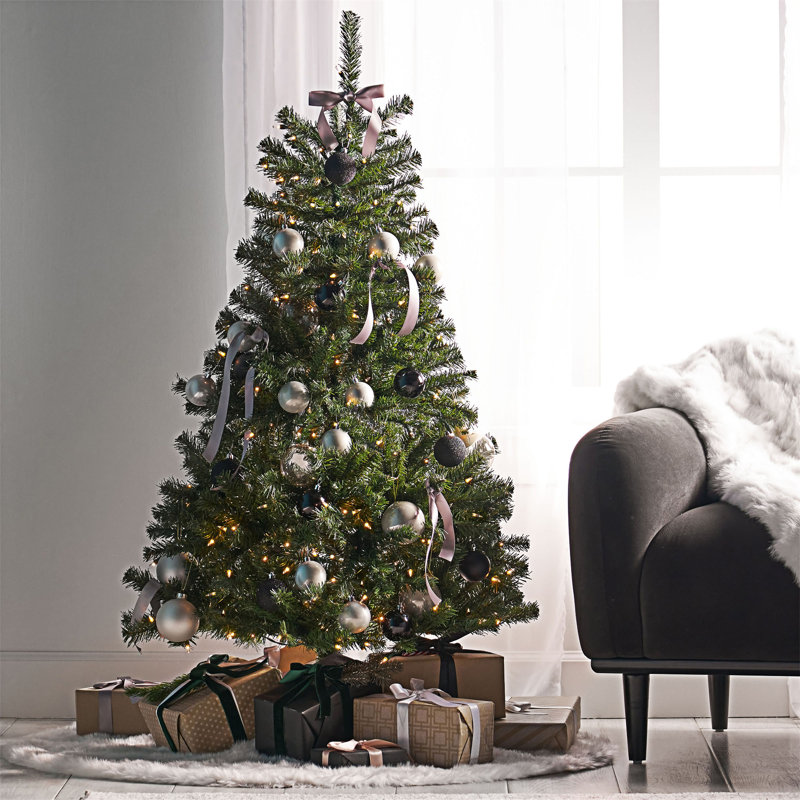 Arbre articulé avec 200 lumières claires, 4.5', Transparent/blanc