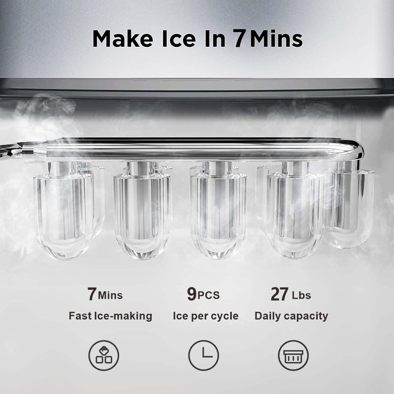 SOOPYK Hot and Cold Water Cooler Dispenser with Ice Maker 5 Gallon Bottle Top Load 27 lbs Per Day, Black