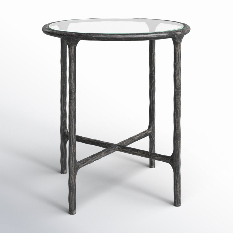Table de bout en fer Evelynn H 20 po x l 18 po, Clair, Noir, noir, noir, noir