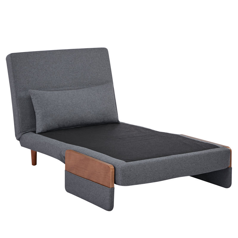 Upholstered Convertible Accent Armchair, Floor Sofa Bed, Gray, 33.9" W x 30.7" H x 29.6" D