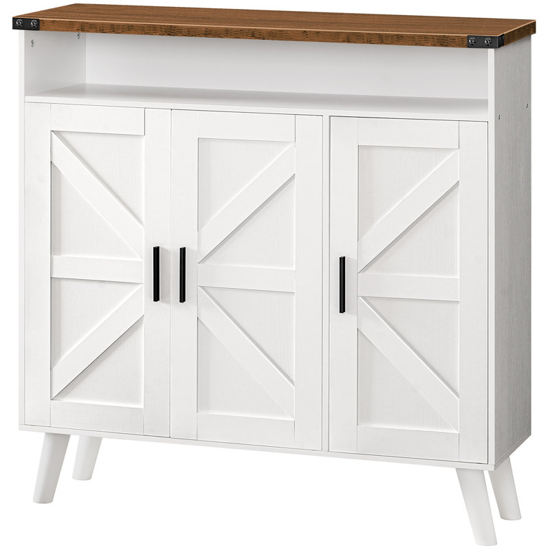 Wooden Shoe Organizer Cabinet With 3 Doors, White