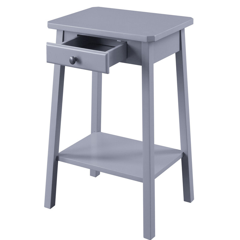 Table de bout grise avec style de rangement et de présentation