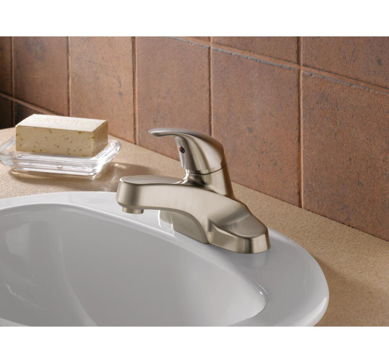 Robinet de salle de bain central avec ensemble de bonde et robinet à 2 poignées Core, Nickel brossé