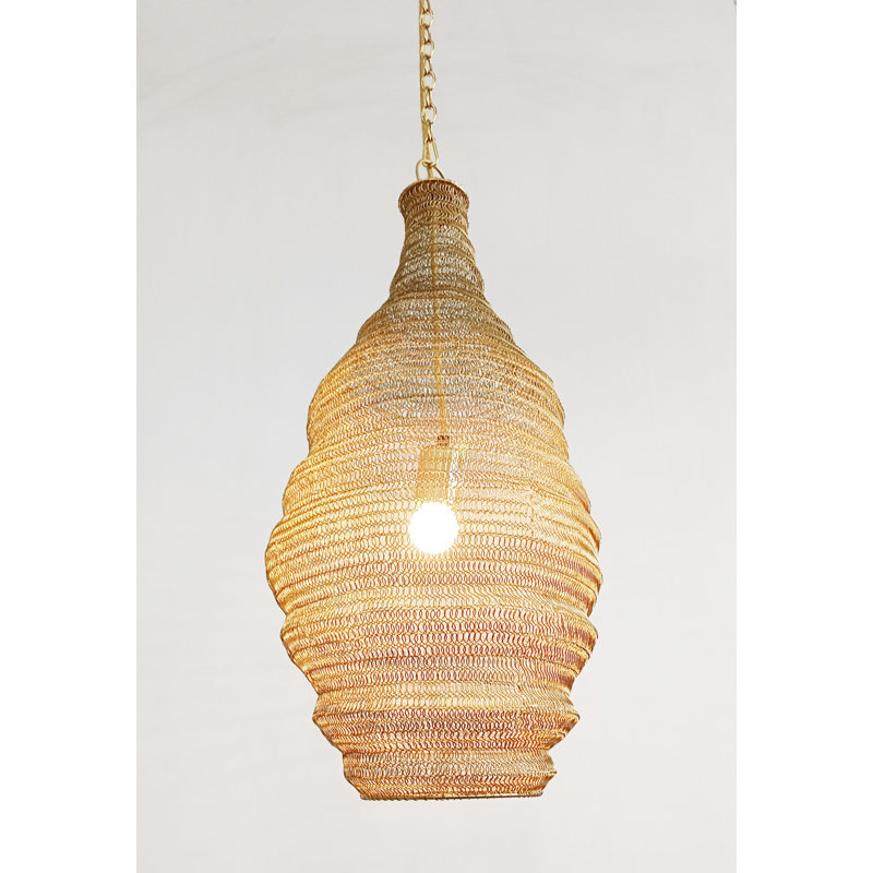 Luminaire suspendu panier 1 lumière A Advi, Doré, H 84 po x l 12 po x P 12 po