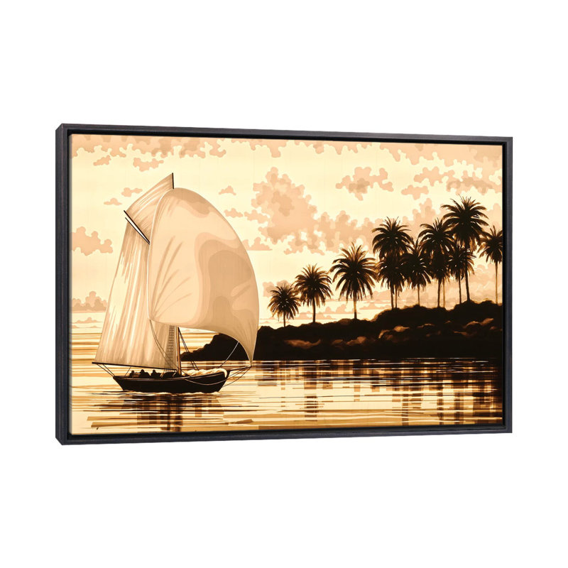 «Sail», reproduction sur toile à cadre flottant, H 26 po x l 40 po x 1,5 po, Toile avec cadre noir patiné