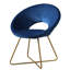 Élégante chaise rembourrée en velours bleu avec base et finition dorées-1863811793