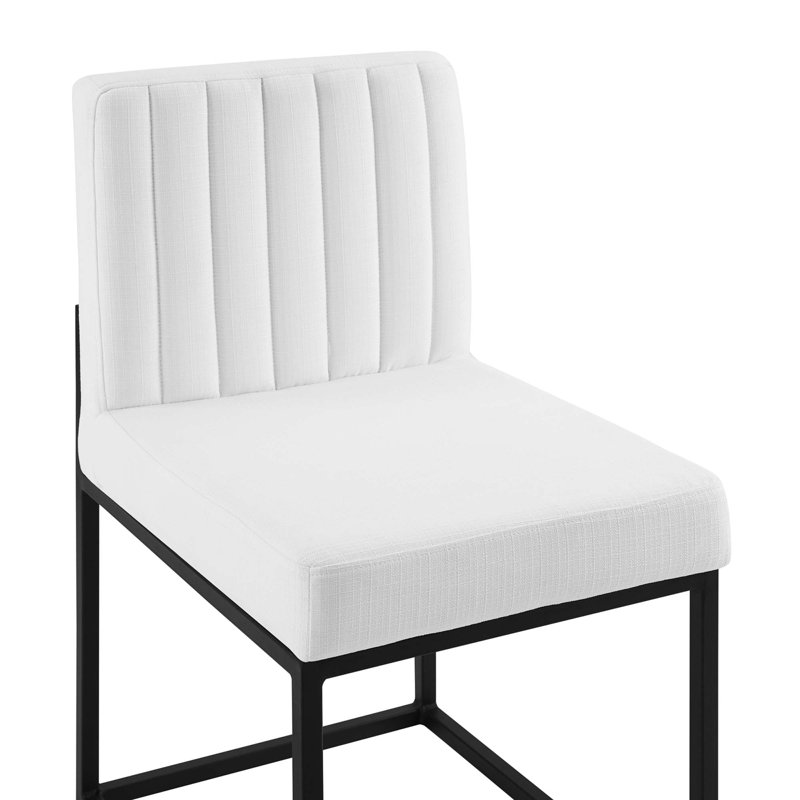 Chaise de salle à manger rembourrée en tissu Carled, Noir, 2, Blanc