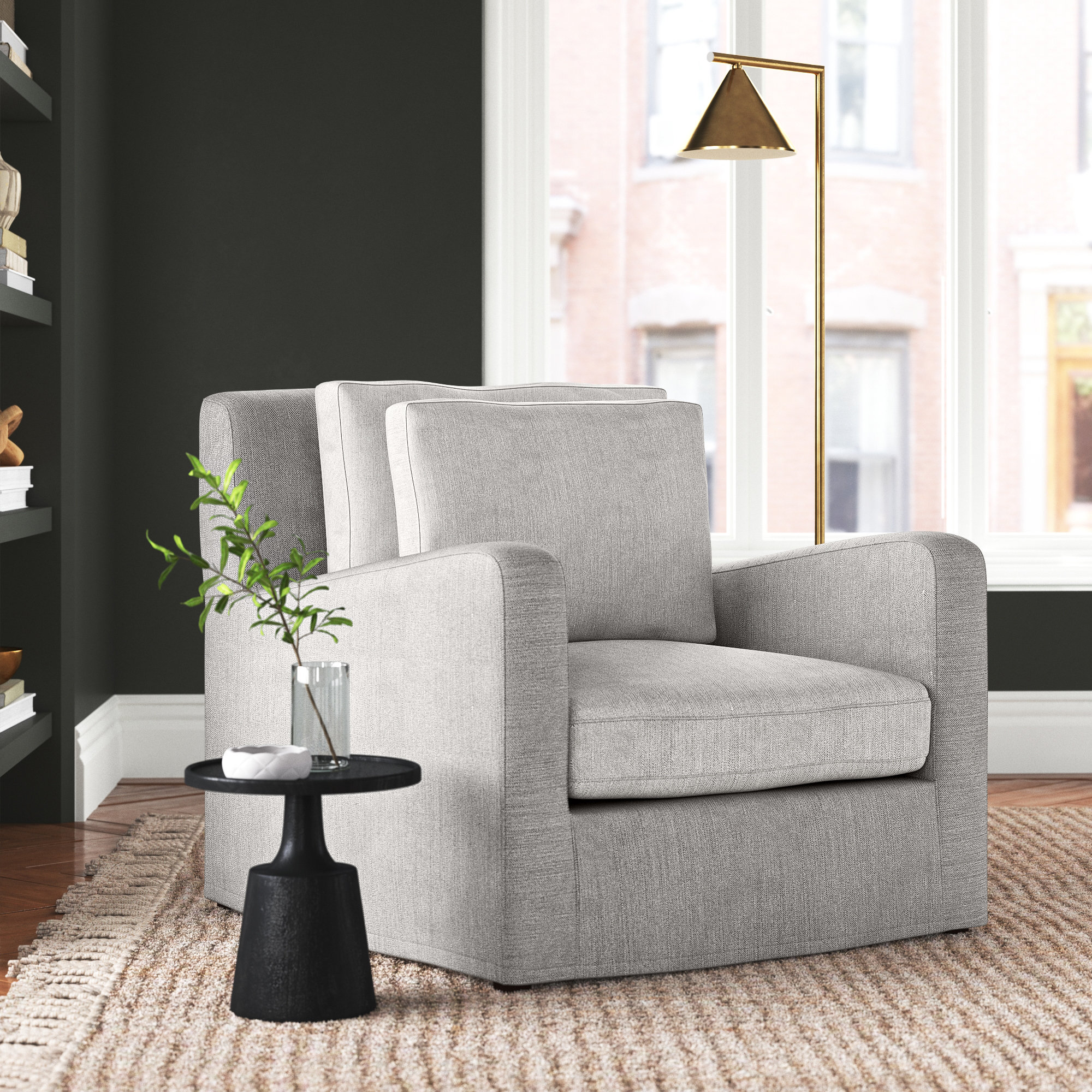 Thelia Upholstered Club Chair, Frost Gray