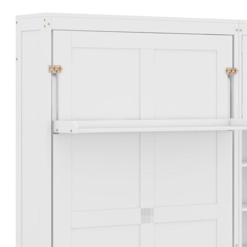 Lits escamotables à double paroi avec armoires et tablettes, Blanc