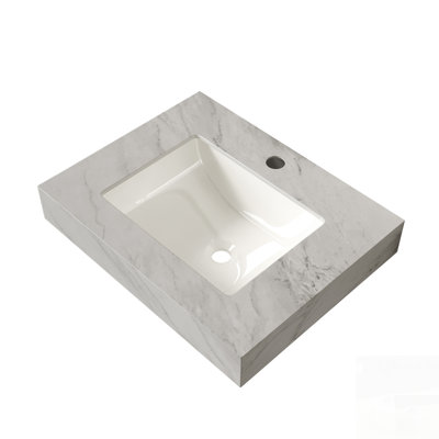 Vein Sintered Stone Countertop with Undermount Ceramic Basin and Pre-drilled Faucet Hole for Modern Kitchen Sink Installation