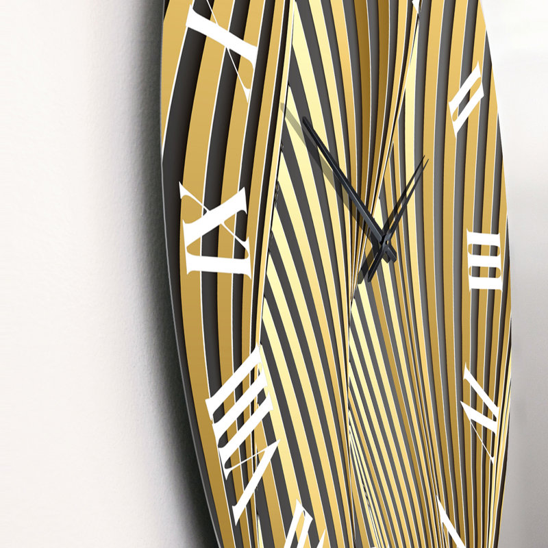 Horloge murale moderne Wavy Luxury Gold Gradients I, Petit