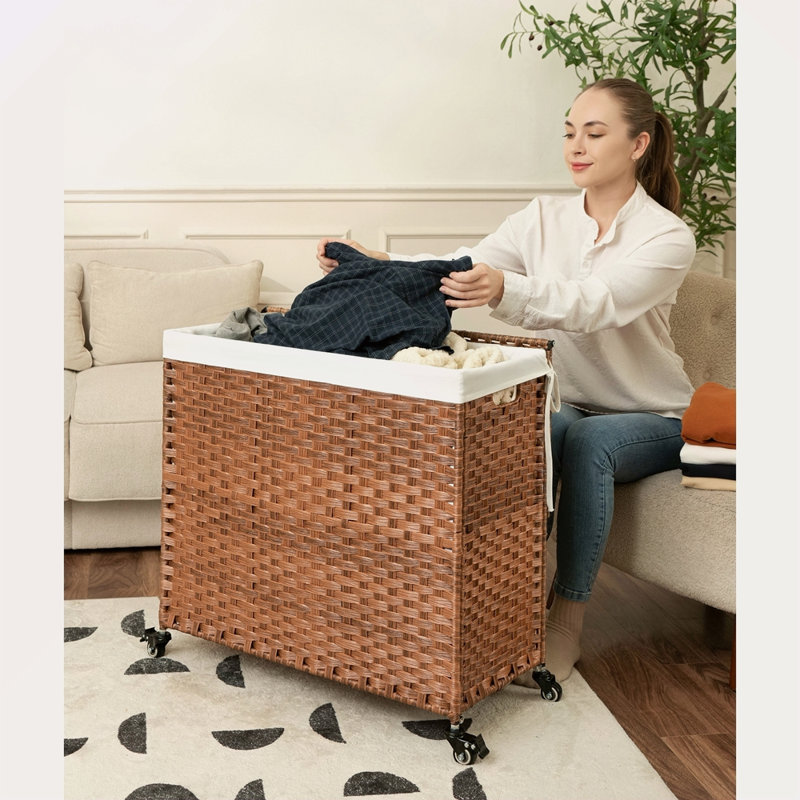 Panier à linge avec couvercle, Brun