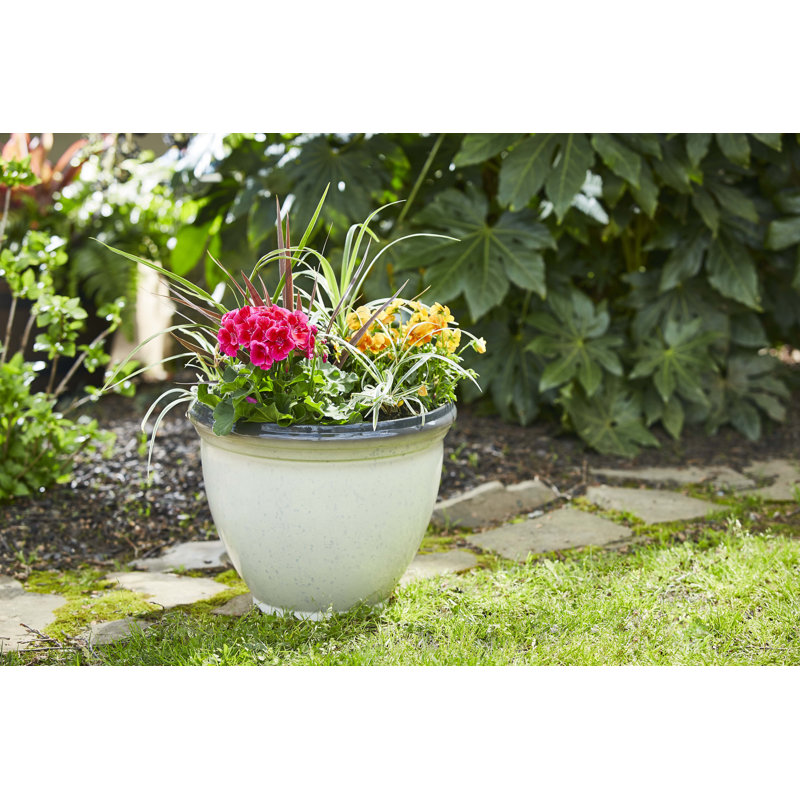 Pot à fleurs rond en résine 18 po Heritage, Ivoire