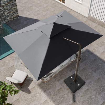 Parasol en porte-à-faux rectangulaire 10 'X 13' avec lève-manivelle, contrepoids inclus