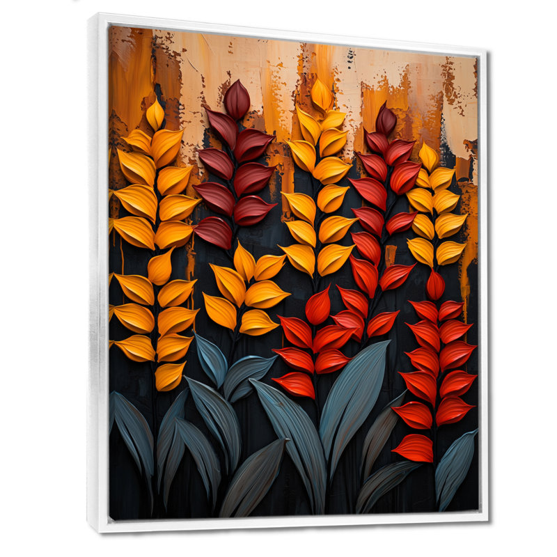 Plantes d'automne, pétales de la saison IV - Art mural plantes, H 32 po x l 24 po, Reproduction avec cadre flottant, Blanc
