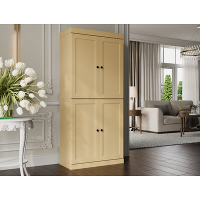 100% Solid Wood 6-Shelf Bookcase, Shaker Doors, Adjustable Shelves, 32" Wide, 71.5" Tall by Hokku Designs