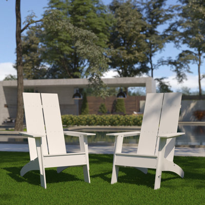 Balasi Modern Dual Slat Back Indoor/Outdoor Adirondack Style Chairs
