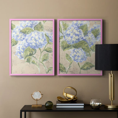 Vintage Hydrangea Fresco I-Premium Framed Print -Ready to Hang - No Nails Required - No Nails Required
