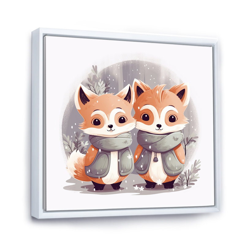 Nursery Animal Fox I, art mural de chambre de bébé, Cadre flottant blanc, H 30 po x l 30 po x P 1,5 po