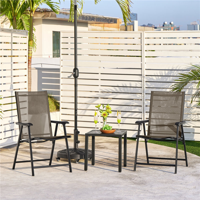 Folding Patio Dining Armchair, Brown, 2