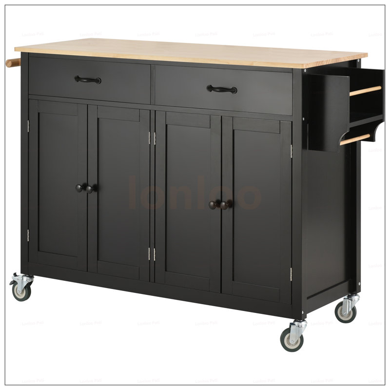 Versatile Kitchen Island Cart With Solid Wood Top, Ample Storage, And Locking Wheels For Enhanced Mobility And Organization