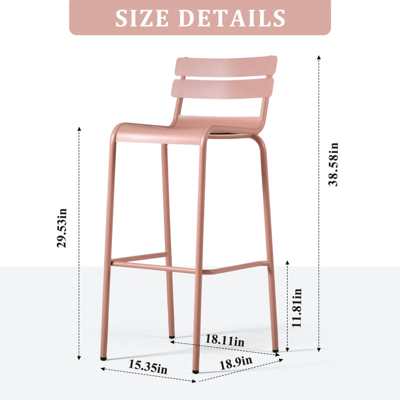 Aalexus Outdoor Stool, 31.4", Pink