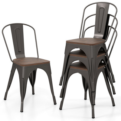Metal Side Chair in Brown