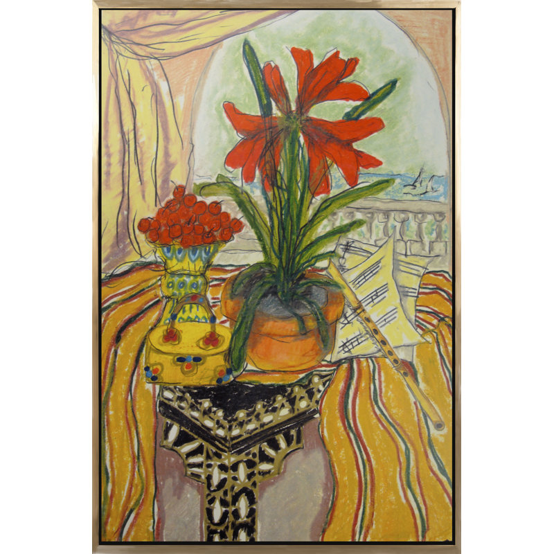 «Amarylis Still Life - Floater Frame», peinture sur toile