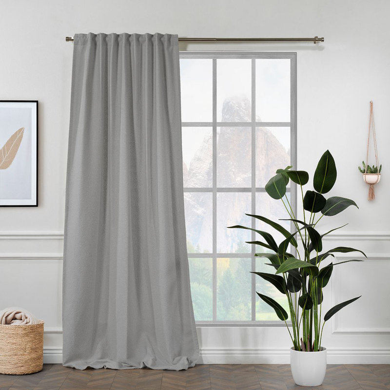Extra Long & Extra Wide Polyester Decorative Curtain Single Panel, 52" W x 192" L, Stone
