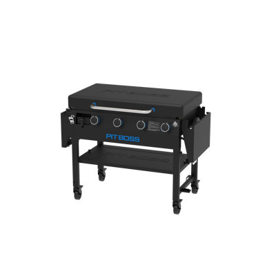 Pit Boss 4 - Burner Deluxe Flat Top Gas Griddle with Side Shelves and Lid
