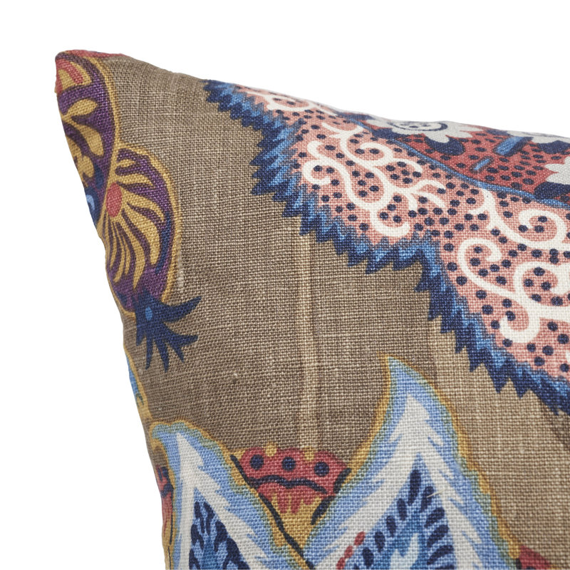 Zanzibar Linen Print Pillow, Cerulean