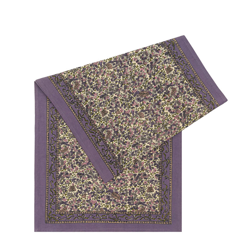 Lavender Handmade Floral Table Runnner, 90" W x 16" L
